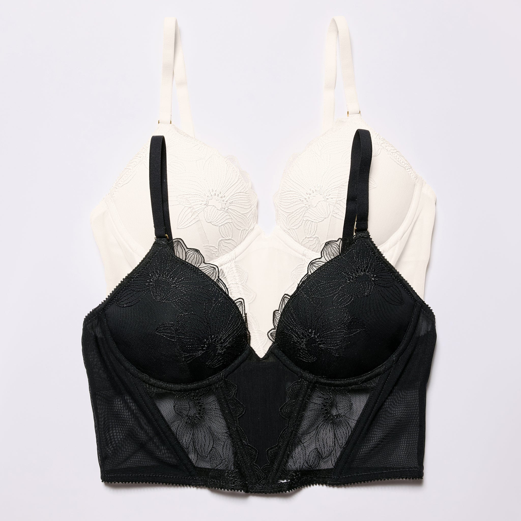 Embroidery Lift Up Corset Black