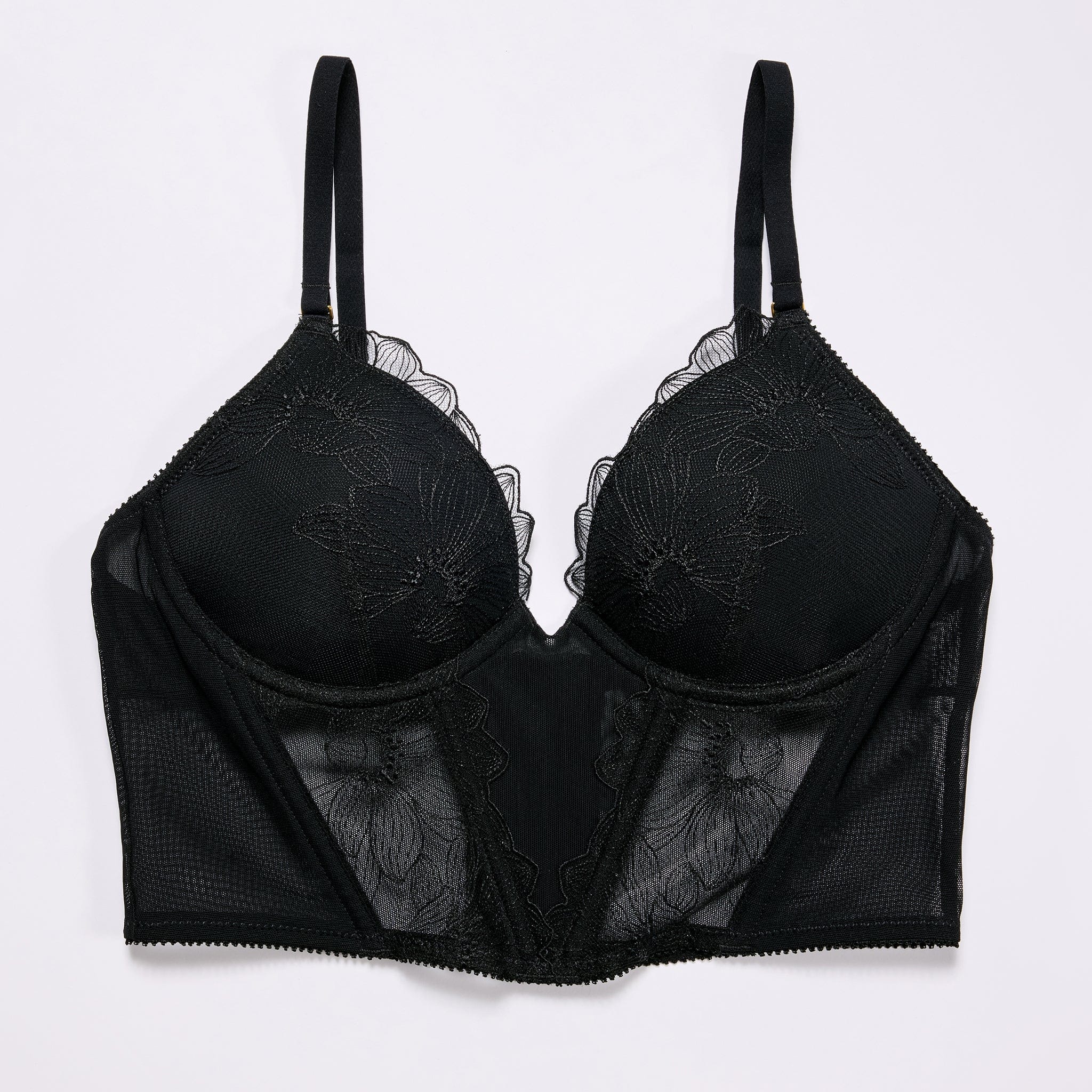 Embroidery Lift Up Corset Black