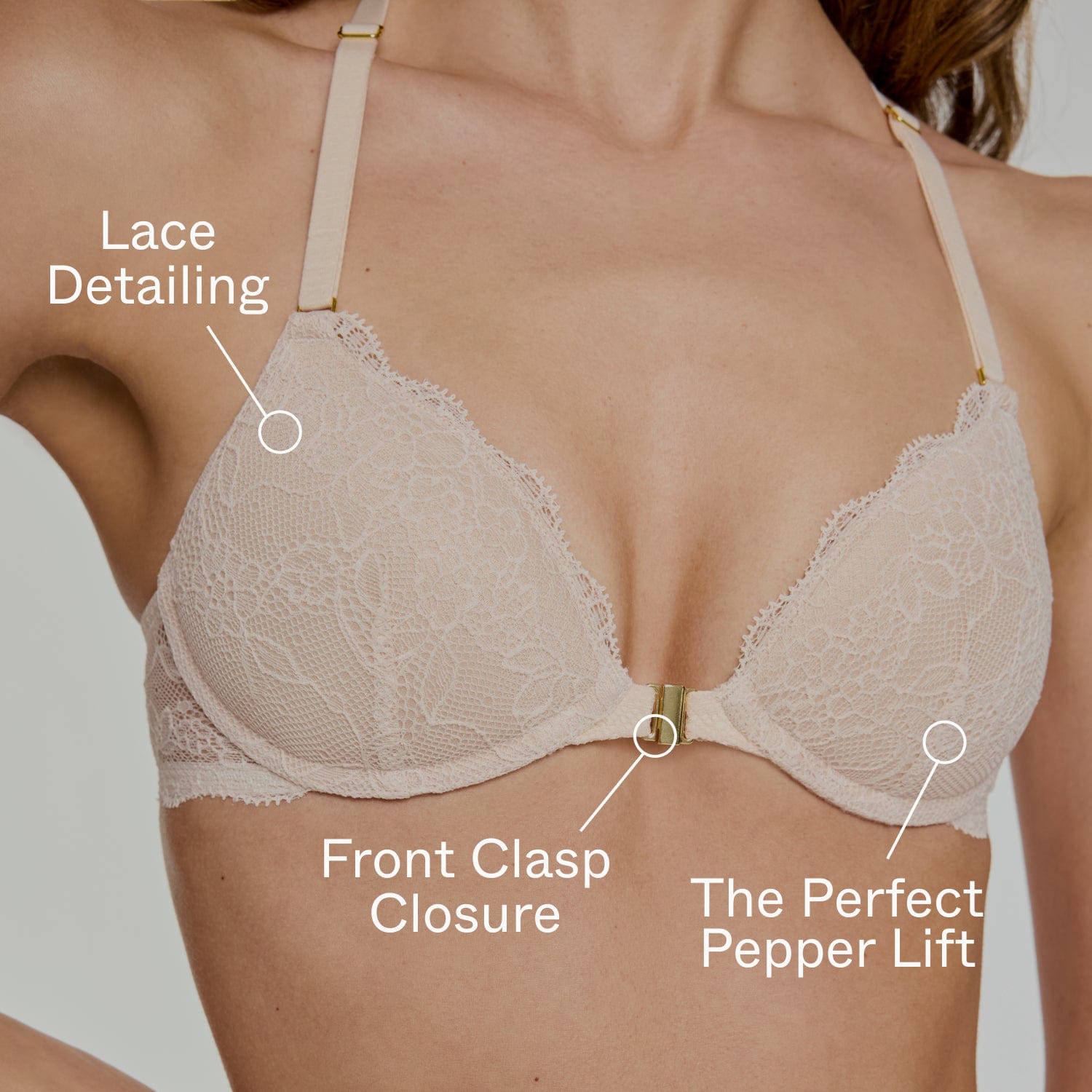 Lace Racerback Lift Up Bra Sand