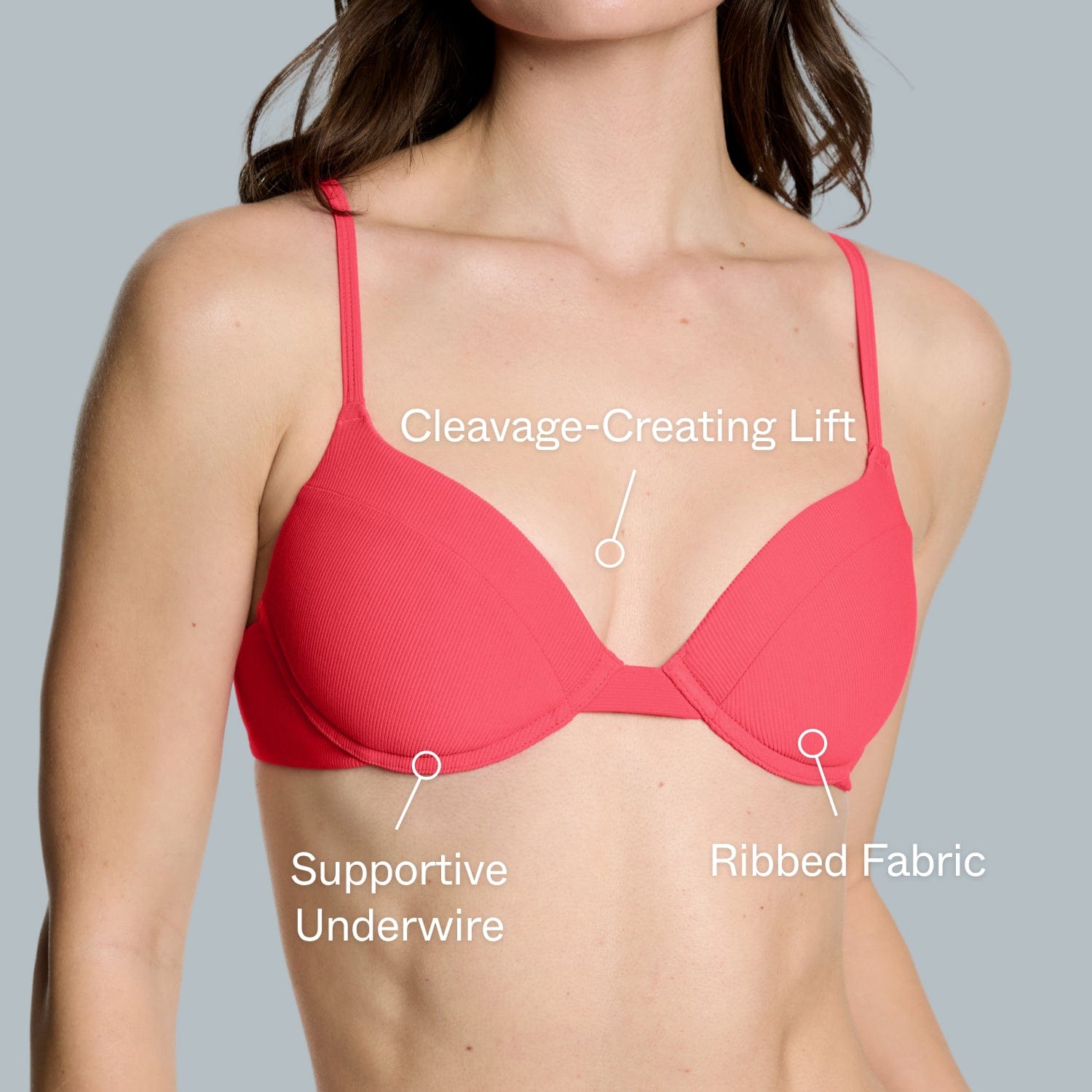 Lift Up Bikini Top Ribbed Campari