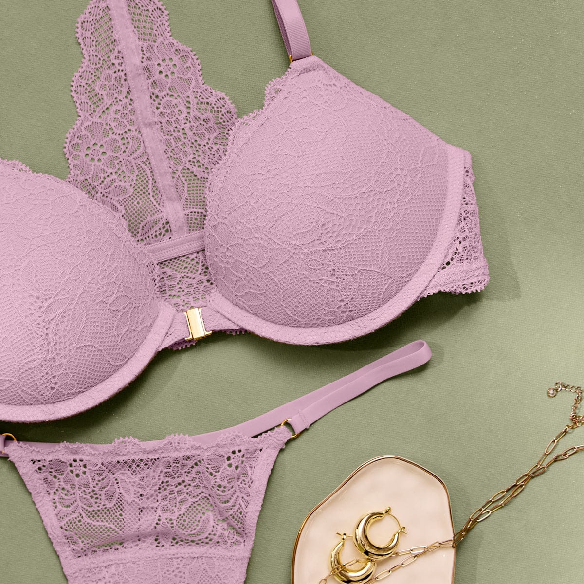 Lace Racerback Lift Up Bra Peony