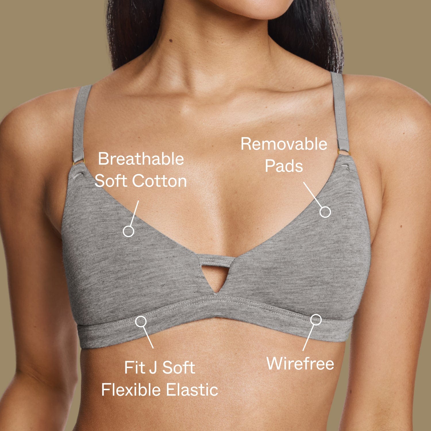 Supima® Cotton Wirefree Bra Heather Grey