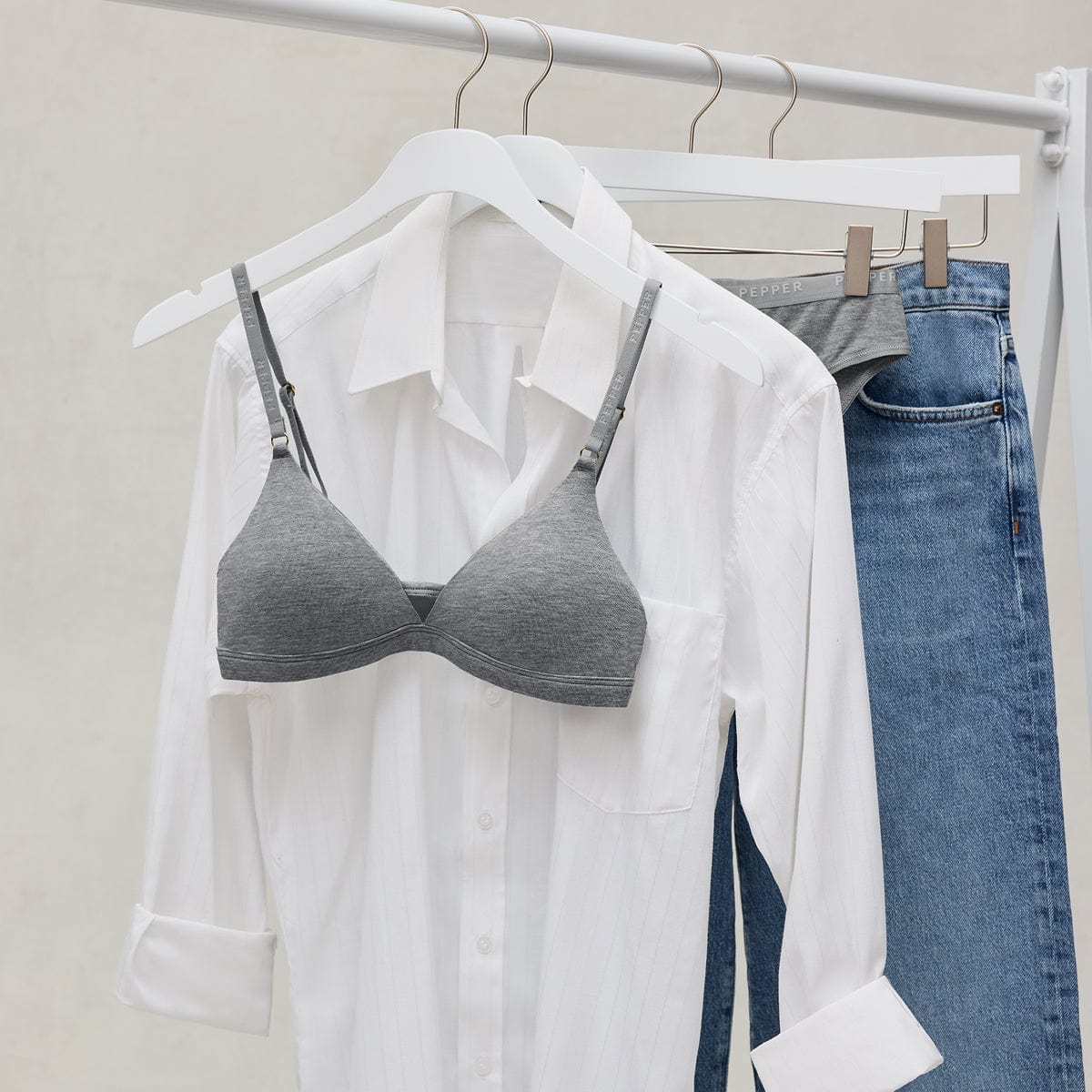 Supima® Cotton Wirefree Bra Heather Grey